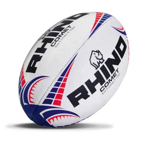 [4968] Rhino Rugby Ball Comet White